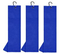 AMRTA 3Pcs Tri-fold Golf Towels Set Microfiber Waffle Pattern Cleaning Towel with Carabiner Clip for Hanging on Golf Club Bag,Water Absorption Quick Dry (Blue, 16 x 24 inch)