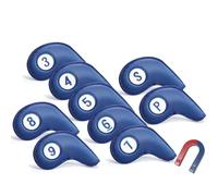 AMRTA Golf Iron Head Covers for Golf Clubs Synthetic Leather with Gift Box, Deluxe Club Headcover Universal Fit Main Iron Clubs Great Gift for Golfer Men Women (Magnetic Closure 9 Pcs-Blue)