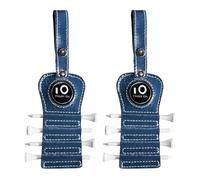 AMRTA Golf Tee Holder Value 2 Pack for Golf Bag with Free Ball Marker and 8 Pcs Wood TeesGift Set, Luxury Leather Gift Hook to Golf Bag Belt Clip (Dark Blue)