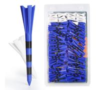 AMRTA Golf Tee Plastic Professional 3 1/4 inch 60 Pcs & 1/2 inch 40 Pcs, Golf Tee Multiple Colors Reduce Friction Side Spin Unbreakable Durable Stable (Blue)