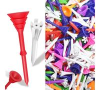 AMRTA Golf Tees Plastic 3 1/4 inch 40 pcs & 1/2 inch 20 Pack Bulk, Reduce Friction Side Spin Golf Tee Unbreakable Durable Stable Pro Upgrade (Red)