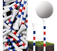 AMRTA Golf Tees Wood 2 3/4 3 1/4 Inch Value 500 Pack(250 Each Size), Bright White with Two Stylish Striped Design for Consistent Height, Reliable Hold Ball Well for Men Women Golfer (Blue+Red)