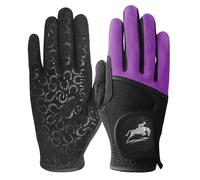 AMRTA Horse Riding Gloves Women Equestrian Horseback Gloves in Pair, Ladies Riding Comfortable Grip Breathable Lightweight Color Black Purple Pink (Purple, L)