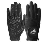 AMRTA Horse Riding Gloves Women Equestrian Horseback Gloves in Pair, Ladies Riding Comfortable Grip Breathable Lightweight Color Black Purple Pink (Black, M)