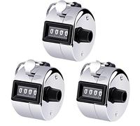 AMRTA Metal Hand Tally Counter Digital Tally Clicker Manual 4 Digit 3 Pack Score Counter for Golf Sport School (3 Pack - Silver)