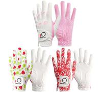 AMRTA Women's Ladies Golf Gloves Weathersof Left Hand for Right Handed Golfer Grip Mixed Color Value 3 Pack, Fit Size Medium Small Large Pink Green Red (Pink+Green+Red, S)
