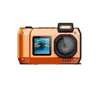 AMRTTWY Action Camera, Waterproof Camera 4K Underwater Camera With 64G Card, For Snorkeling Autofocus Selfie Dual-Screen,for Cycling,Motorcycle(Orange)