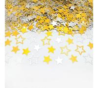 Amrzsallez Gold Sliver Star Confetti Glitter Sprinkles for Party Table Scatters Decoration Birthday Baby Shower Wedding Party Decor- Shiny, PVC Five-Pointed Stars