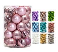 AMS 2.36''/60mm 34ct Christmas Ball Large Ornaments Party Decorations Shatterproof Festival Pendant Hangings for Xmas Tree Decor 60mm, Pink
