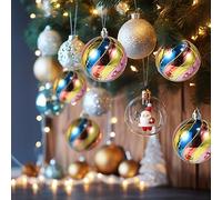 AMS 3.15"/80mm Christmas Tree Ornaments Shatterproof Rainbow-Colored Hanging Ball Pendants Baubles for Xmas Holiday Wedding Party Decorations(Rainbow, 9ct)