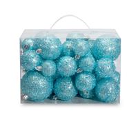 AMS 34ct Handmade Iridescent Christmas Balls Shatterproof Xmas Ornaments Glitter Special Color DecorationBlue Iridescence
