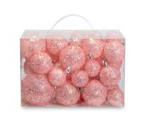AMS 34ct Handmade Iridescent Christmas Balls Shatterproof Xmas Ornaments Glitter Special Color DecorationPink Iridescence