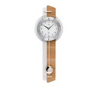 AMS 5271 Pendulum Clock with Radio Pendulum, Heartwood Beech / Aluminium - Appliqué Wooden Back Panel