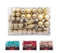 AMS 90ct Christmas Ball Assorted Pendants Shatterproof Tree Ornaments Seasonal Decorations in a Reusable Hand-Help Gift Box Ideal for Holiday and Part