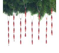 AMS Christmas Tree Ornaments 24PCS Aluminum Twisted Icicles Ornament Set for Christmas Tree New Year Party Decorations SuppliesMatte 7",Red