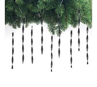 AMS Christmas Tree Ornaments 24PCS Aluminum Twisted Icicles Ornament Set for Christmas Tree New Year Party Decorations Supplies(Matte 7",Black)
