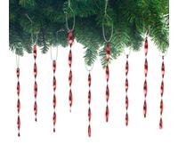 AMS Christmas Tree Ornaments 24PCS Aluminum Twisted Icicles Ornament Set for Christmas Tree New Year Party Decorations SuppliesShiny 7",Red