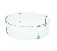 AMS Fireplace 32" Round Fire Pit Glass Wind Guard | Clear Tempered Glass Flame Protective Pane. Wind Resistant with Aluminum Corner Bracket