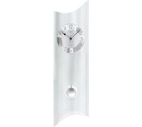 AMS Pendulum Clock 7324 Curved Satin Mineral Glass Quartz Wall Clock with Pendulum