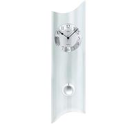AMS Quartz Wall Clock with Pendulum, Modern Designer, Satin Glass, 68 cm Height