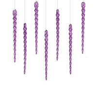 AMS Sparkling Glitter Plastic Icicle Ornaments 30 PCS Twisted Icicles Decoration Christmas Tree and Holiday Xmas Party Hanging 5.1'', Purple