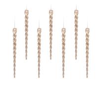 AMS Sparkling Glitter Plastic Icicle Ornaments 30 PCS Twisted Icicles Decoration Christmas Tree and Holiday Xmas Party Hanging 5.1'', Champagne