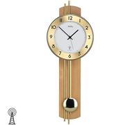 AMS Wall Clock with Pendulum Radio Wood Back Wall Beech Veneered Brass Rods