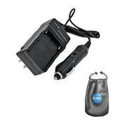 Amsahr C-FNP50 Digital Replacement Mini Battery Travel Charger for Fujifilm NP50, Pentax DLi68, Kodak KLIC with Lens Accessories Pouch (Gray)