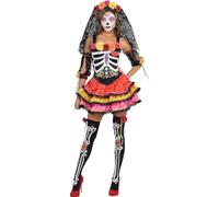 New Amscan Womens Halloween Day of the Dead Senorita Fancy Dress Party Costume Women: 14-16 Multi