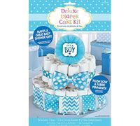 Amscan 10023014 Party Supplies Blue It's A Boy Baby Shower Diaper Cake Decorating Kit, Cotton, Multicolor, 13 1/4"Dia