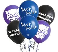 Amscan 112845 Black Panther Wakanda Forever Latex Balloons-12 | Multicolor | 6 Pcs. Balloons