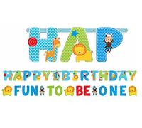 Amscan 120120 Colorful Jumbo Letter Birthday Banner Kit with Fun to Be One Design-2pcs, Multicolor, 240g