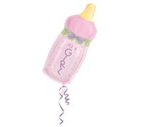 Amscan 1425301 - Baby Girl Bottle Foil SuperShape Balloon - 31"