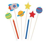 Amscan 170590 - Blast Off Space Kids Birthday Party Cake Candles Set - 8 Pack