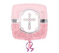 Amscan 18 Inch Boys/girls Communion Blessings Square Foil Balloon Pink (One Size)