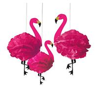 Amscan 180236 Paper Flamingo Poms-3pcs, Pink, 49.5cm