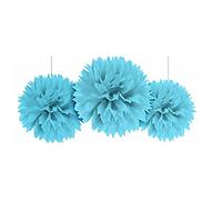 Amscan 18055-54-55 Fluffy Dec Caribbean Blue- 3 Pack