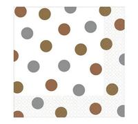Amscan 2 Ply Polka Dot Napkins (Pack Of 16) White/bronze/gold (13In)