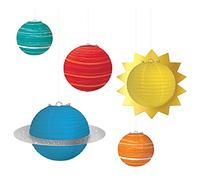 Amscan 2402278 - Blast Off Space Kids Birthday Party Paper Planet Lanterns Decorations - 5 Pack