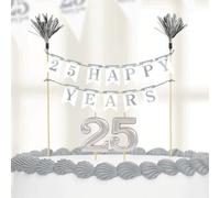 Amscan 25Th Anniversary Candle & Cake Topper (Pack Of 3) Silver (One Size)