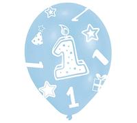 Amscan 27.5 cm All Round Printed Age 1/6 Latex Balloons, Blue