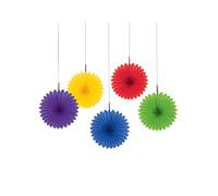 Amscan 29056-90-55 Dec Fan Mini Rainbow- 5 Pack