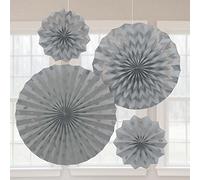 Amscan 295000-18 Fans Glitter Ppr Silver- 5 Pack