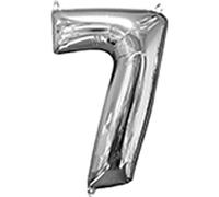 Mid-Size Silver Number 7 Uninflated Helium Balloon