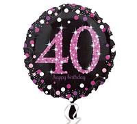 Amscan 3378601 - Pink Sparkling Celebration 40th Birthday Round Foil Balloon - 18 Inch