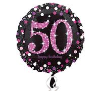 Amscan 3378701 - Pink Sparkling Celebration 50th Birthday Round Foil Balloon - 18 Inch