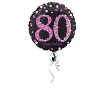 Amscan 3379001 - Pink Sparkling Celebration 80th Birthday Round Foil Balloon - 18 Inch
