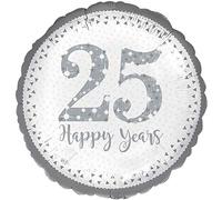 Amscan 3594201 Silver Sparkling 25 Happy Years Foil Balloons - 1 PC