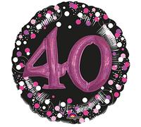 Amscan 3597701 - Pink Sparkling Celebration 40th Birthday Round Foil Balloon - 18 Inch