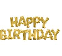 Amscan 3609901 Phrase: Happy Birthday Gold